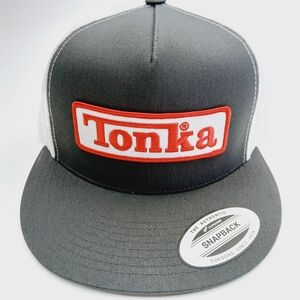 Tonka Patch On Gray and White Yupoong Mesh Flat Bill Snapback Hat